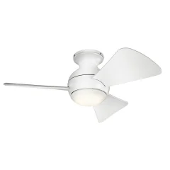 Elstead Kichler Sola Stropni ventilator s 3 lopaticami, 86 cm, LED lučjo, mat bela, daljinskim upravljalnikom