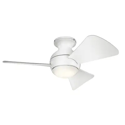 Elstead Kichler Sola Stropni ventilator s 3 lopaticami, 86 cm, LED lučjo, mat bela, daljinskim upravljalnikom