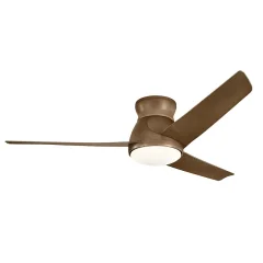Elstead Kichler Eris Stropni ventilator s 3 lopaticami, 132 cm, LED lučjo, orehovim lesom, IP44, z daljinskim upravljalnikom