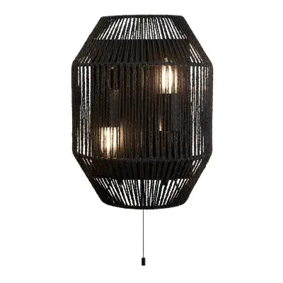 Searchlight Wicker Stenska svetilka z 2 lučema, črna, protja