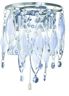 Searchlight Spindle LED notranja steklena stenska svetilka z 2 lučema, kromirana, G9