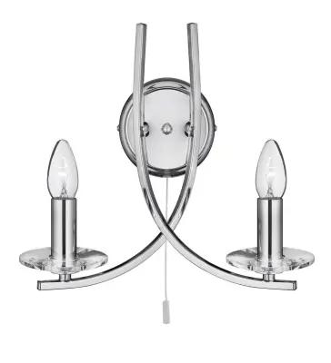 Searchlight Ascona Stenska svetilka s stekleno svečo, 2 žarnici, krom, E14