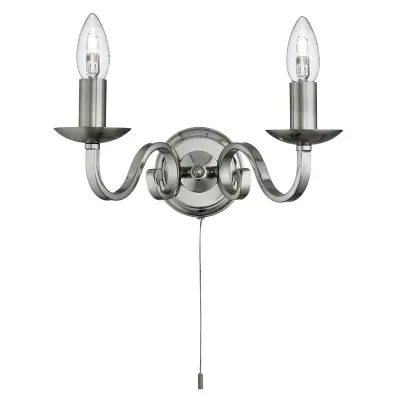 Searchlight Richmond Stenska svetilka za notranjo uporabo, 2 sveči, satenasto srebrna, E14