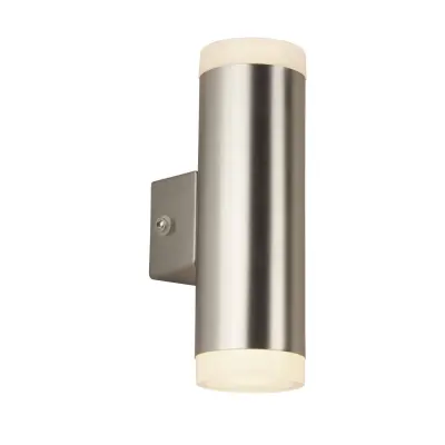 Searchlight Outdoor Integrirana LED zunanja stenska svetilka z 2 lučema, satenasto srebrna, IP44