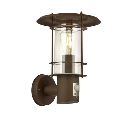 Searchlight Edgeware Zunanja in verandna stenska svetilka, senzor, rjasto rjava, IP44