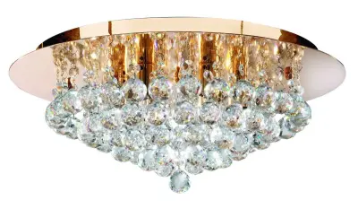 Searchlight Hanna Stropna svetilka s 6 lučmi, delno vgradna, zlata, s kristali, G9