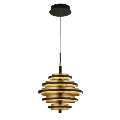 Searchlight Hive Črno/zlato listnato obesno LED svetilo s 5 lučkami 2700K