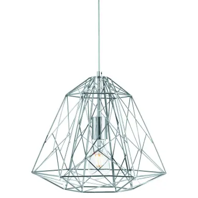 Searchlight Geometric Cage 1 viseča svetilka z žico, kromirana, E27