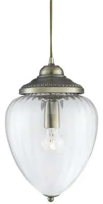 Searchlight Pineapple 1 viseča svetilka iz antične medenine z rebrastim steklenim senčnikom, E27