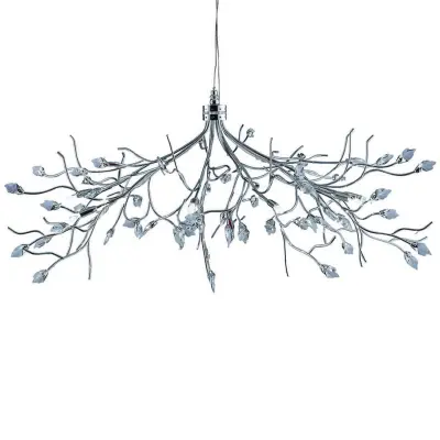 Searchlight Wisteria 10 stropnih visečih svetilk s cvetličnim motivom, kromiranih s kristali, žarnica G4