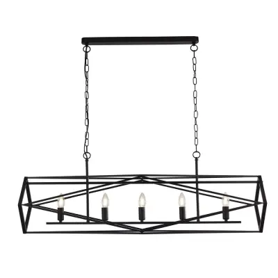 Searchlight Chassis Stropni obesek s 5 lučkami v črni barvi s svečami