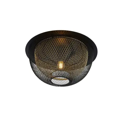 Searchlight Honeycomb 1 lahka dvoslojna mrežasta vgradna obleka - črna zunanjost z zlato notranjostjo