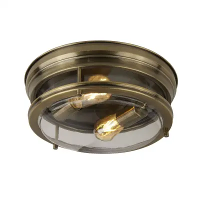 Searchlight Edinburgh Stropna svetilka za kopalnico z 2 lučmi, antična medenina, IP44, E27