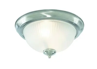 Searchlight Flush Stropna svetilka za kopalnico, 2 vgradni svetilki, satenasto srebrna, IP44, E14