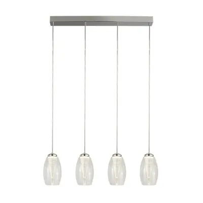 Searchlight Cyclone Viseča svetilka s 4 svetlobnimi letvami, prozorno steklo 3000K