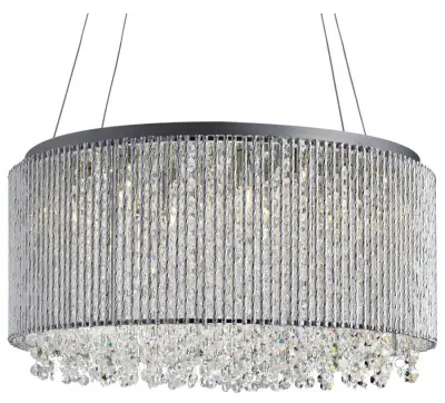 Searchlight Beatty Stropna svetilka z 8 lučmi, kromirana s kristali, G9