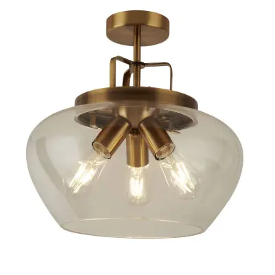 Searchlight Boule 3 polvgradne svetilke, bronaste, steklene, E27