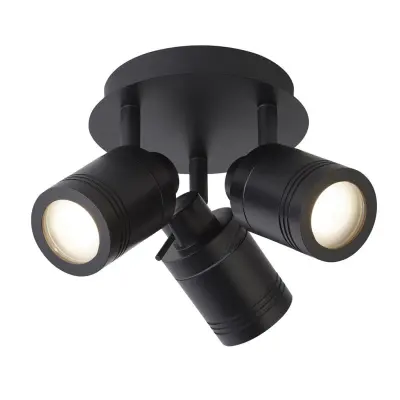 Searchlight Samson Kopalniški reflektor s 3 lučmi IP44, mat črne barve IP44