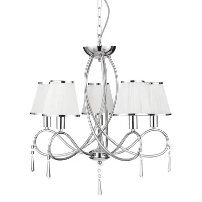 Searchlight Simplicity Stropna svetilka s 5 lučmi in več kraki, kromirana, kristali s senčniki, E14