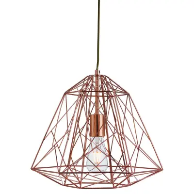 Searchlight Geometric Cage 1 viseča svetilka z žico, bakrena, E27