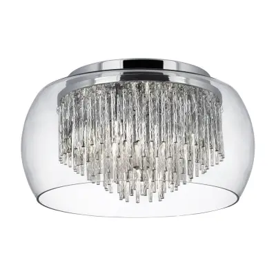 Searchlight Curva Stropna svetilka s 4 lučmi, krom in steklo, G9