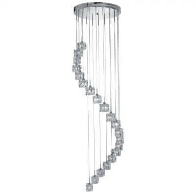 Searchlight Ice Cube LED viseča spiralna svetilka z 20 LED lučmi, kromirano steklo