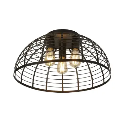 Searchlight Vision Kovinska svetilka Cage 3 Light Flush, mat črna