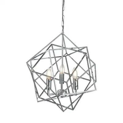 Searchlight Cube Stropna svetilka s 3 lučmi, kromirana, E14