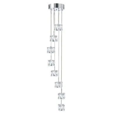 Searchlight Ice Cube LED viseča spiralna svetilka z 8 LED lučmi, kromirano steklo