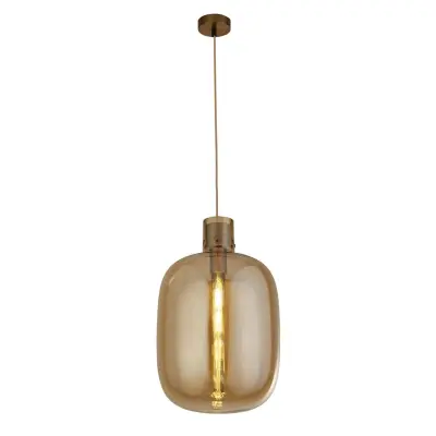 Searchlight Barrel 1 obesek za svetilko, medenina, jantarno steklo