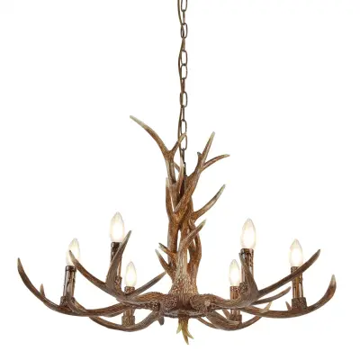 Searchlight Stag Stropna svetilka s 6 lučmi, večkraka, rustikalna rjava, E14