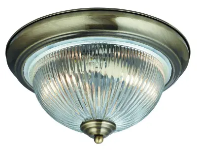 Searchlight Flush Stropna svetilka za kopalnico z 2 lučema, antična medenina, E14