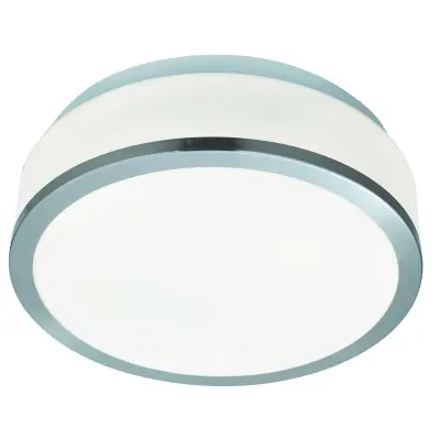 Searchlight Discs Stropna svetilka za kopalnico, 2 vgradni svetilki, satenasto srebrna, IP44, E27