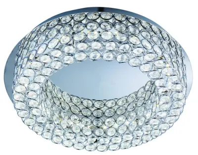 Searchlight Vesta LED okrogla stropna svetilka, kromirana, kristalno steklo z ogledalom v sredini