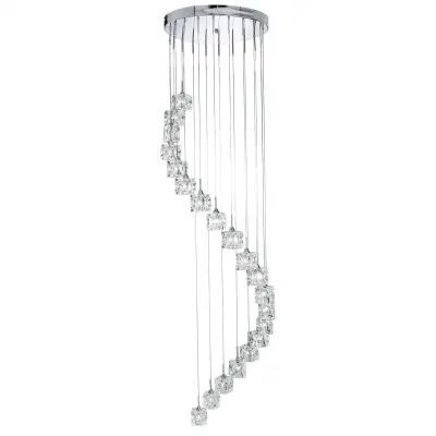 Searchlight Ice Cube Vgrajena viseča spiralna LED svetilka z 20 lučmi, kromirana