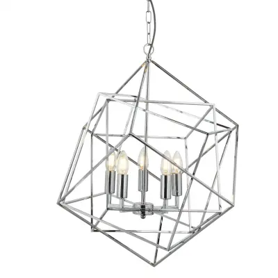 Searchlight Cube Stropna svetilka s 5 lučmi, kromirana, E14
