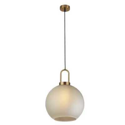 Searchlight Snowdrop 1 obesek za svetilko, medenina, kislo steklo