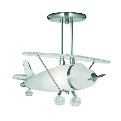 Searchlight Novelty 1 lahka novost stropna svetilka Aeroplane, polvgradna, satenasto srebrna in steklena, E27