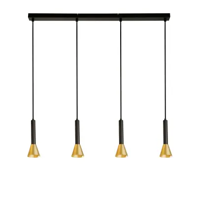 Searchlight Signal Obesek s 4 svetlobnimi palicami, črne barve, zlate barve, kovinski