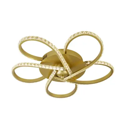 Searchlight Daisy Vgradna LED svetilka s 5 lučmi, zlata, prozorni kristali 4000K