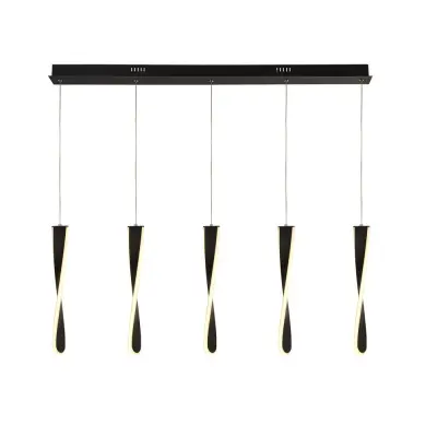 Searchlight Paddle Viseča LED svetilka s 5 svetlobnimi letvami - črna