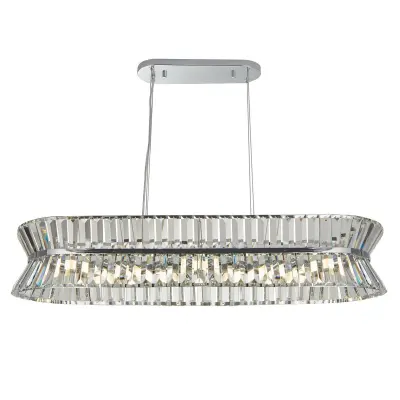 Searchlight Uptown 10 lahkih ovalnih obeskov, kromiranih, prozornih kristalov