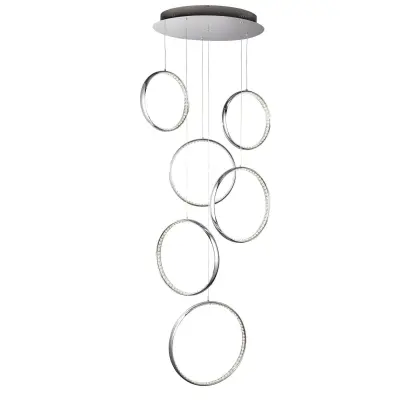 Searchlight Rings Vgrajena LED stropna viseča svetilka v kromu