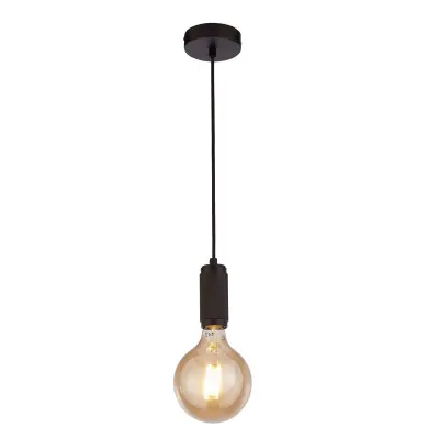 Searchlight Vzmetni kabel narebričen črne barve, črn pleten kabel