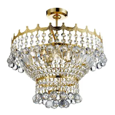 Searchlight Versailles Kristalni lestenec s 5 lučmi, zlata barva, E14