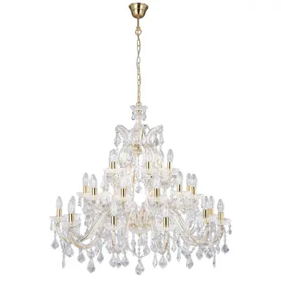 Searchlight Marie Therese Kristalni lestenec s 30 lučmi, polirana medeninasta površina, E14