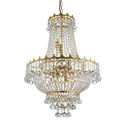 Searchlight Versailles Kristalni lestenec z 9 lučmi, zlata barva, E14