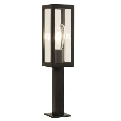 Searchlight Box Zunanja kratka stebrička, 1 luč, črna, s prozornim steklom, IP44, E27
