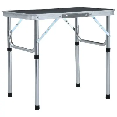The Living Store Zložljiva miza za kampiranje siva iz aluminija 60x45 cm - Zložljiva Miza Za Kampiranje