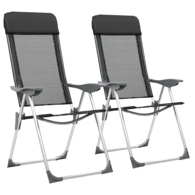 The Living Store Zložljivi stoli za kampiranje 2 kosa črne barve aluminij - Stol Za Kampiranje